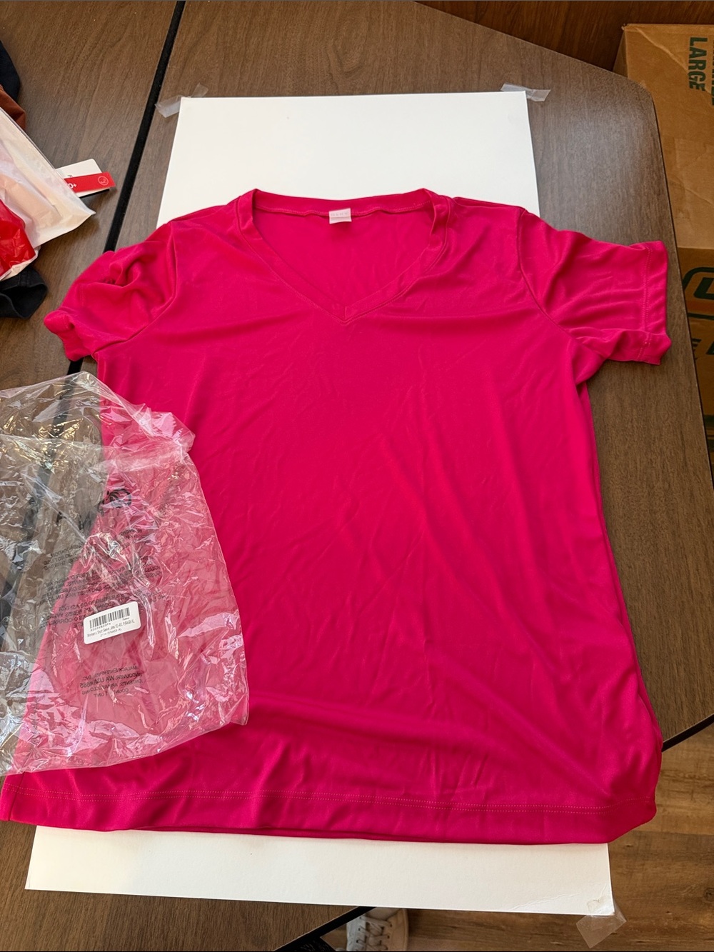 Women's Short Sleeve V-Neck Tee - Hot Pink